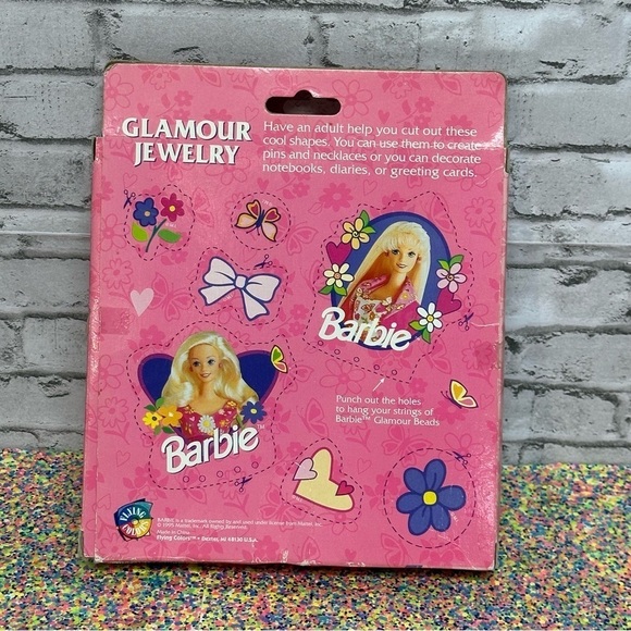Barbie GLAMOUR JEWELRY Kit Necklace Vintage 1995 Stickers Charms Beads Pins - Picture 2 of 8